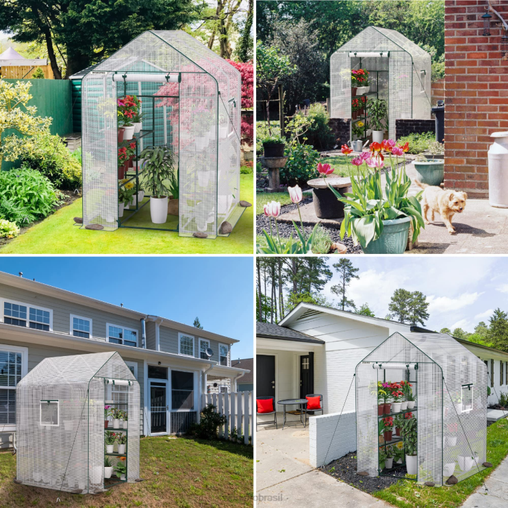 WORKPROgrande estufa de jardinagem portátil de 3 camadas e 8 prateleiras ao ar livre XZXLF290 ferramenta