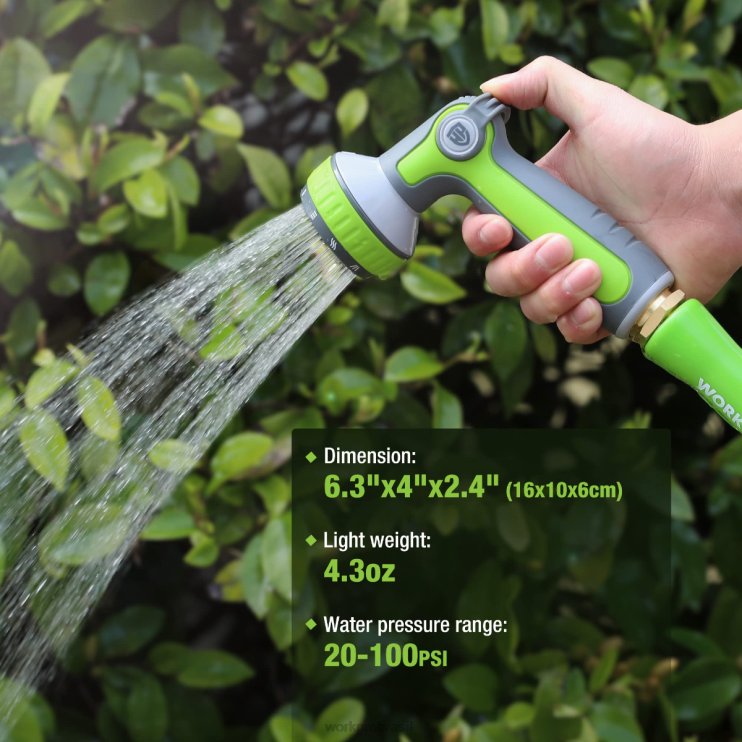 WORKPROpulverizador de bico de mangueira de jardim com 10 padrões de pulverização XZXLF278 ferramenta