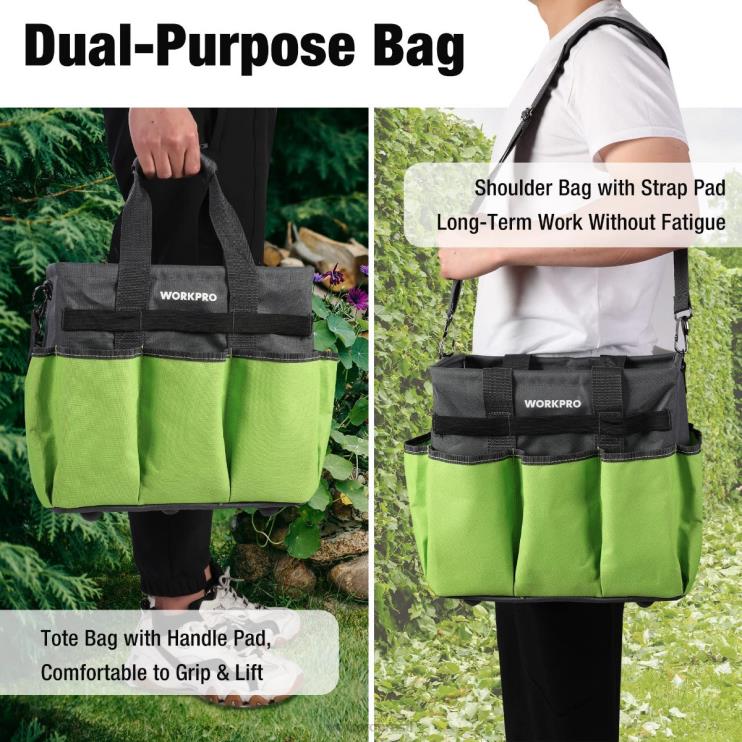 WORKPROsacola de jardim resistente e resistente, com 10 bolsos e alça de ombro longa ajustável XZXLF281 ferramenta