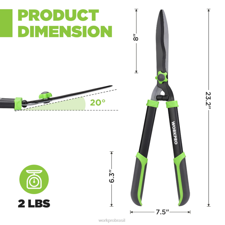 WORKPROtesoura para sebes manual com lâmina ondulada e cabo ergonômico e confortável XZXLF287 ferramenta