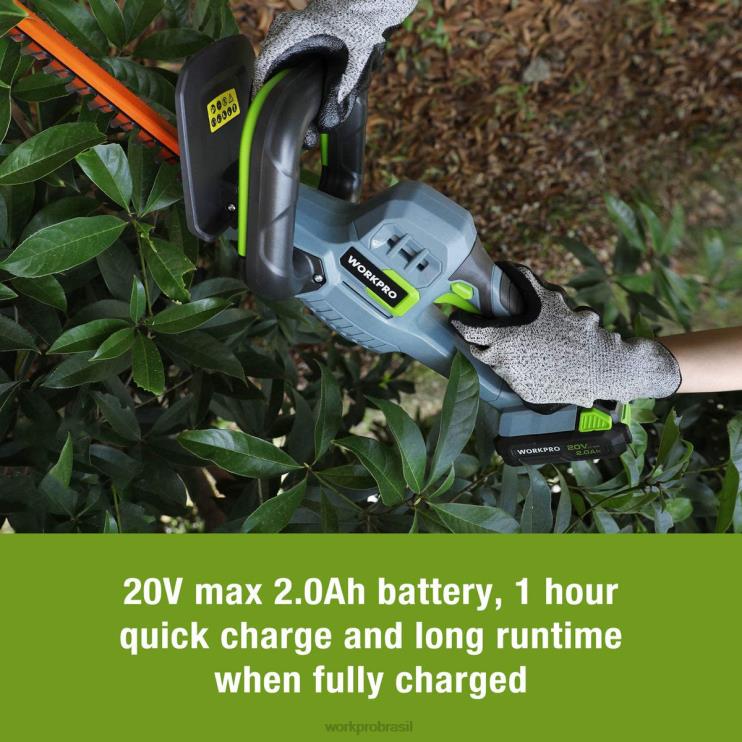 WORKPROAparador de cerca viva sem fio de 20v, lâminas de dupla ação, ferramenta de jardinagem elétrica, bateria de 2,0 ah e carregador rápido de 1 hora incluído XZXLF295 ferramenta