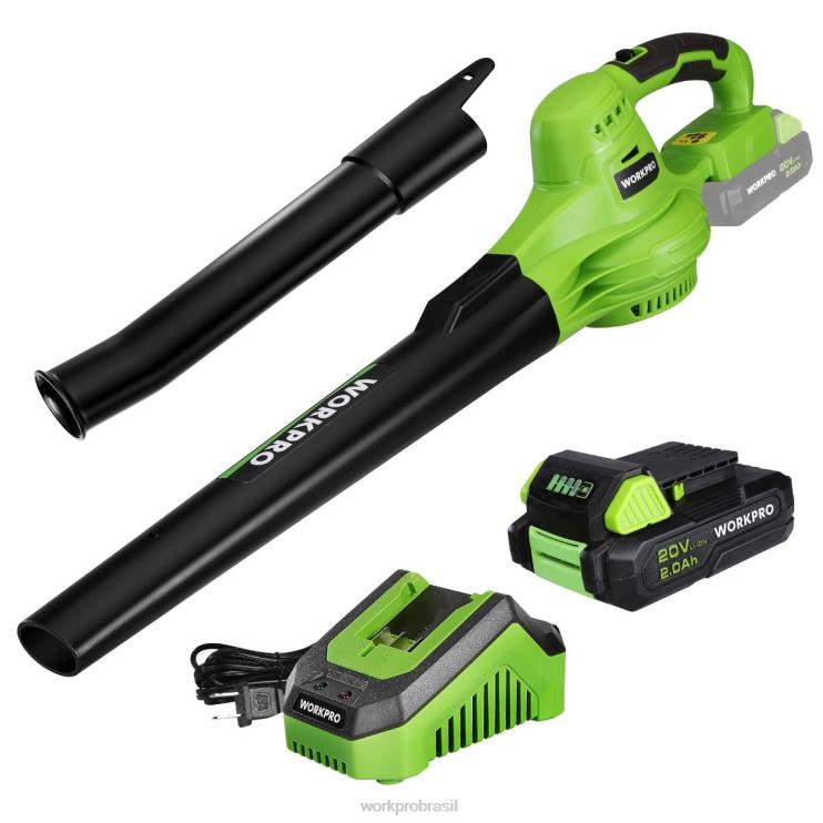 WORKPROMini soprador de folhas sem fio leve de 20 V com bateria e carregador, controle de 2 velocidades XZXLF303 ferramenta