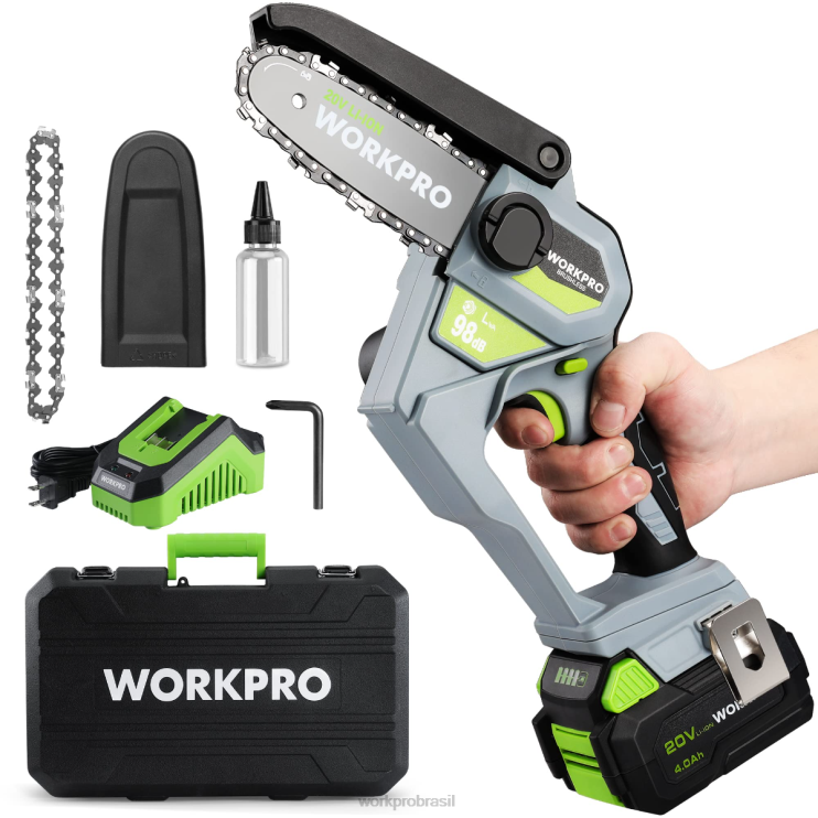 WORKPROMotosserra compacta sem fio de 20 V com bateria de 4,0 Ah e corrente de reposição XZXLF298 ferramenta