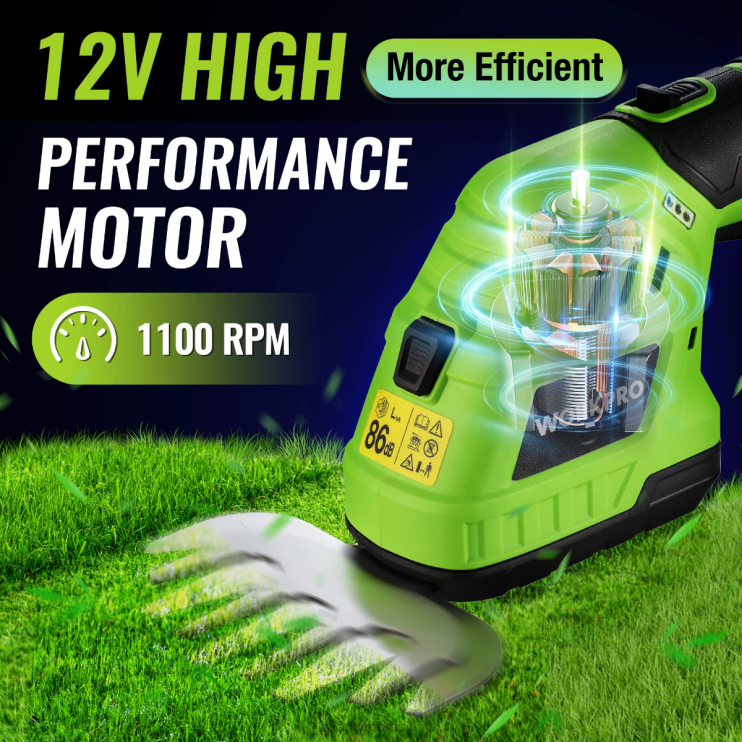 WORKPROTesoura de sebes elétrica sem fio 2 em 1 12 V e aparador portátil de arbustos, com bateria recarregável de íons de lítio de 2,0 Ah e carregador rápido de 1 hora XZXLF301 ferramenta