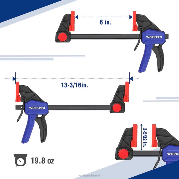 WORKPRO2 peças de braçadeiras de barra para marcenaria, braçadeira/espalhador de uma mão de 300 libras para serviço médio XZXLF123 ferramenta