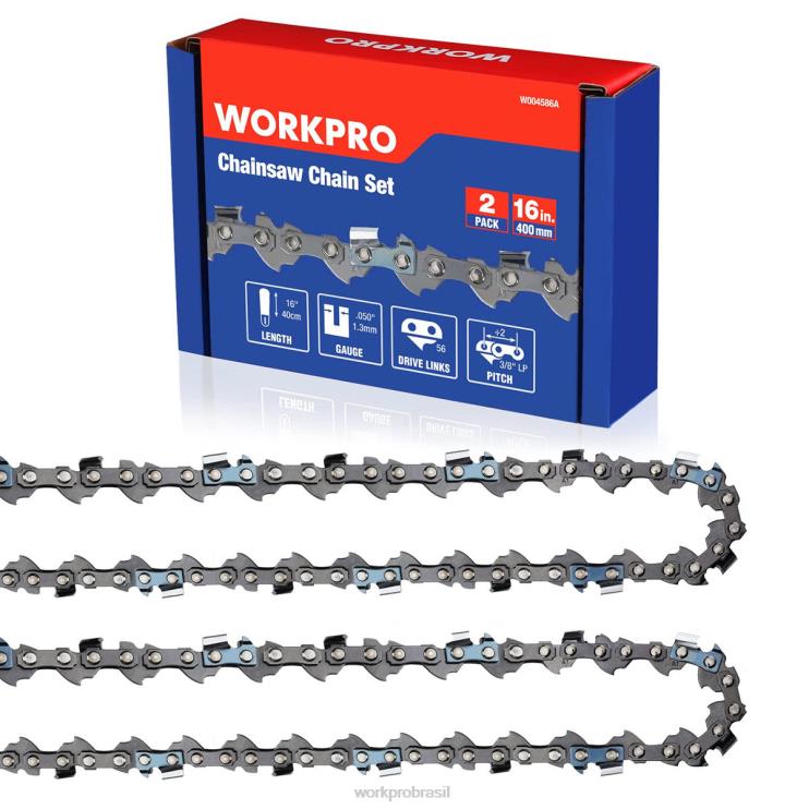 WORKPROCorrente de motosserra de 2 unidades, passo de 3/8", 56 elos de acionamento, corrente de serra para corte de madeira para peças de motosserra XZXLF204 ferramenta