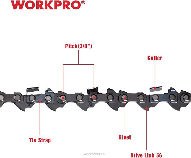 WORKPROCorrente de motosserra de 2 unidades, passo de 3/8