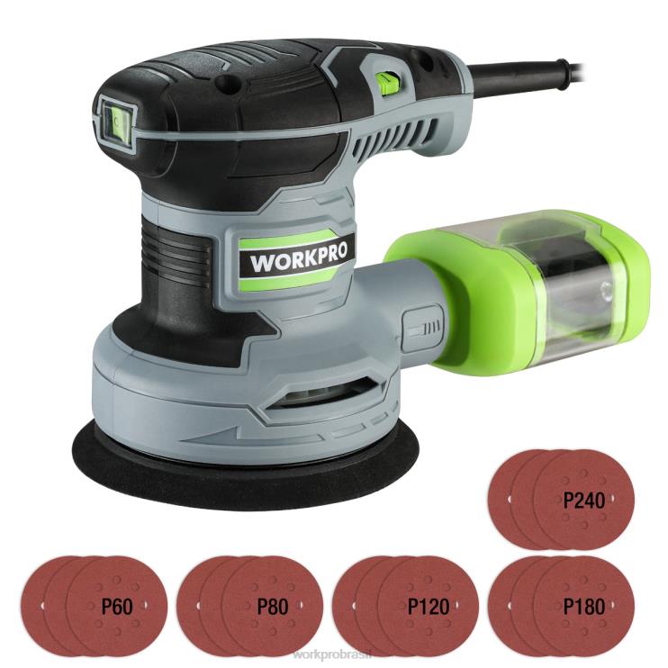 WORKPROLixadeira orbital aleatória elétrica de 5 polegadas de 2,5 A, 6 velocidades variáveis ​​de 7.000 a 14.000 rpm XZXLF233 ferramenta