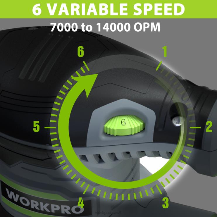 WORKPROLixadeira orbital aleatória elétrica de 5 polegadas de 2,5 A, 6 velocidades variáveis ​​de 7.000 a 14.000 rpm XZXLF233 ferramenta