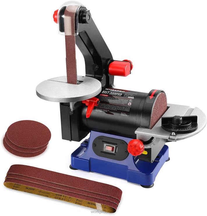 WORKPROlixadeira de cinta de disco, cinta de 1 pol. x 30 pol. e disco de lixa de 5 pol., incluindo 6 lixas XZXLF237 ferramenta