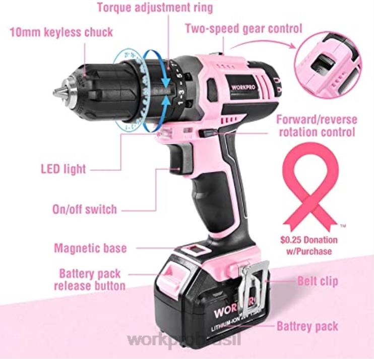 WORKPROConjunto de furadeira sem fio de 20 V, mini alicates de 6 peças, kit de ferramentas de 10 peças e pistola de cola sem fio XZXLF316 ferramenta