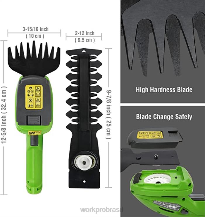 WORKPROCorta-sebes sem fio de 20 V e corta-sebes portátil 2 em 1, tesouras de poda de 2 peças e joelheiras de jardim XZXLF320 ferramenta