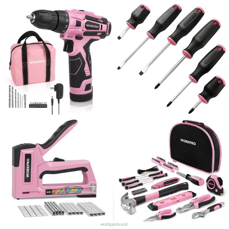 WORKPROKit de furadeira sem fio 12v e kit de ferramentas 103 peças e conjunto de chaves de fenda magnéticas 8 peças e pistola de grampo 6 em 1 XZXLF315 ferramenta