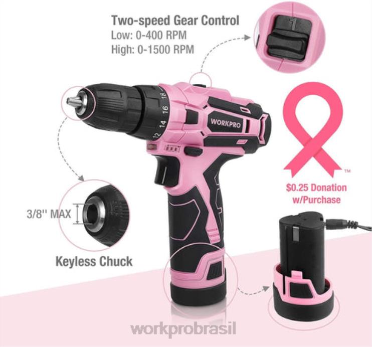 WORKPROKit de furadeira sem fio 12v e kit de ferramentas 103 peças e conjunto de chaves de fenda magnéticas 8 peças e pistola de grampo 6 em 1 XZXLF315 ferramenta