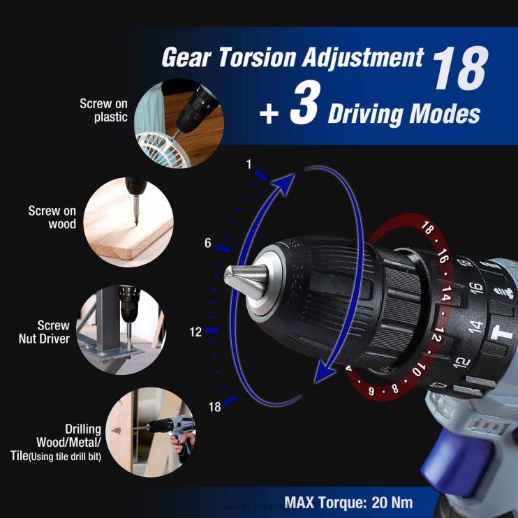 WORKPROSerra alternativa sem fio 12v e kit de furadeira sem fio 12v e conjunto de 12 peças de chaves de fenda magnéticas e pistola de cola quente sem fio XZXLF321 ferramenta