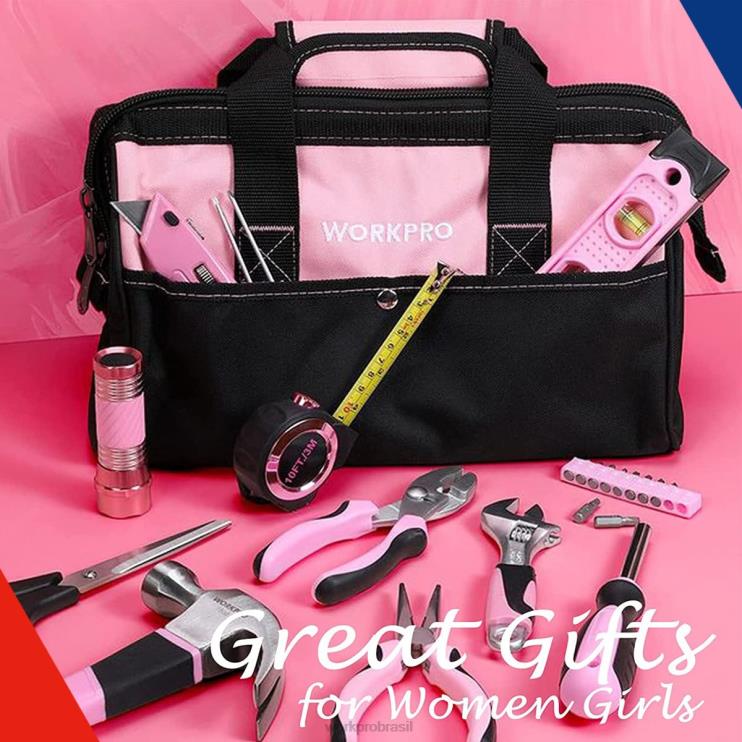 WORKPRO106 peças conjunto de ferramentas de reparo doméstico feminino com saco de armazenamento aberto de boca larga XZXLF245 ferramenta