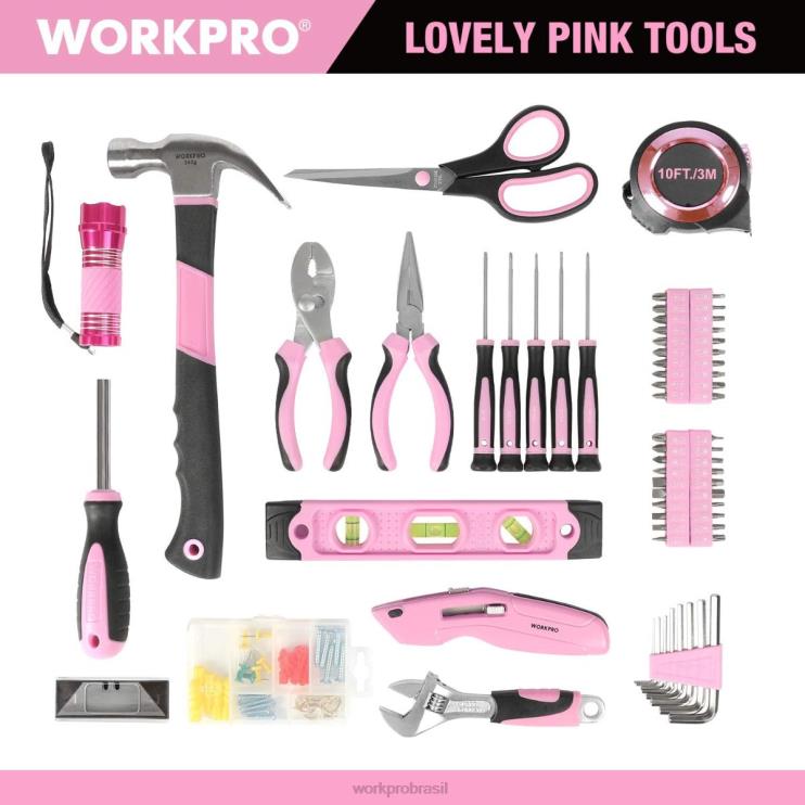 WORKPRO106 peças conjunto de ferramentas de reparo doméstico feminino com saco de armazenamento aberto de boca larga XZXLF245 ferramenta