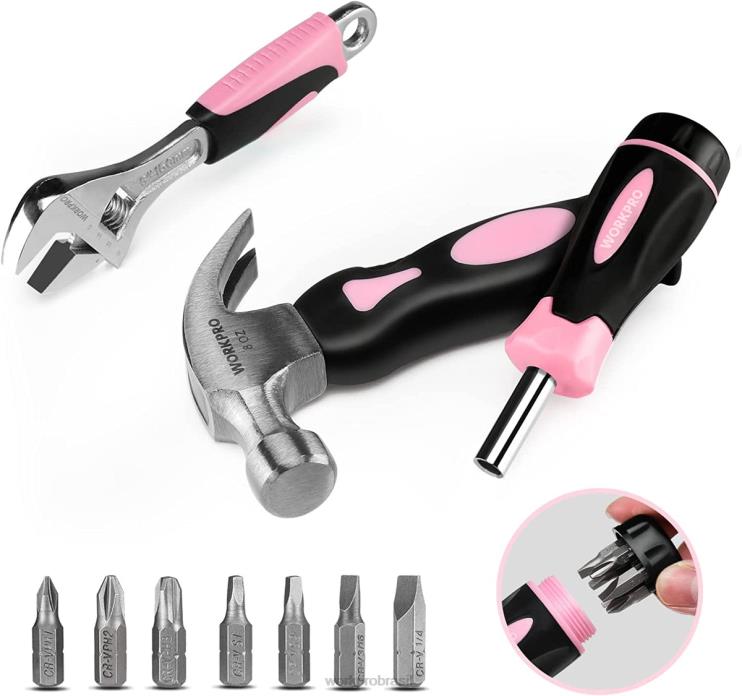 WORKPRO10 peças kit de ferramentas domésticas para mulheres com conjunto de suporte de pontas de chave de fenda XZXLF243 ferramenta
