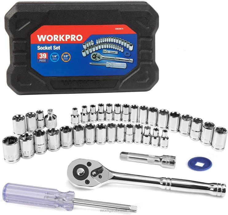 WORKPRO39 peças conjunto de ferramentas mecânicas de chave de soquete com caixa de ferramentas métrica e sae XZXLF310 ferramenta