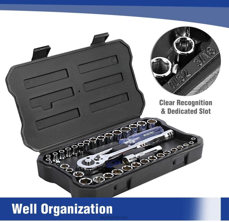 WORKPRO39 peças conjunto de ferramentas mecânicas de chave de soquete com caixa de ferramentas métrica e sae XZXLF310 ferramenta