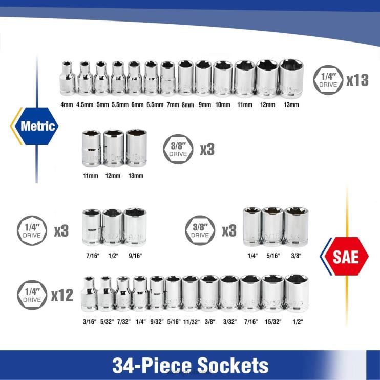 WORKPRO39 peças conjunto de ferramentas mecânicas de chave de soquete com caixa de ferramentas métrica e sae XZXLF310 ferramenta