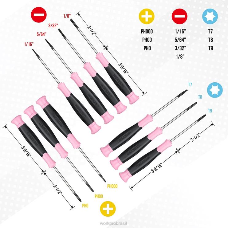 WORKPROConjunto de chave de fenda de precisão com bolsa, phillips, fenda, estrela torx, ponta magnética, kit de reparo de chave de fenda pequena com 10 peças XZXLF255 ferramenta