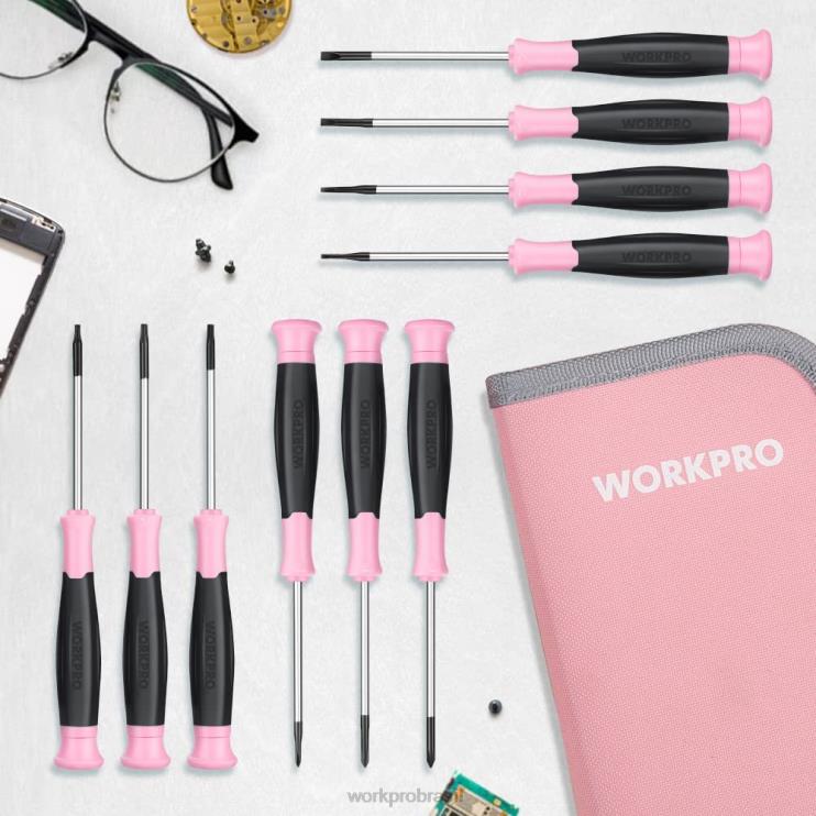 WORKPROConjunto de chave de fenda de precisão com bolsa, phillips, fenda, estrela torx, ponta magnética, kit de reparo de chave de fenda pequena com 10 peças XZXLF255 ferramenta