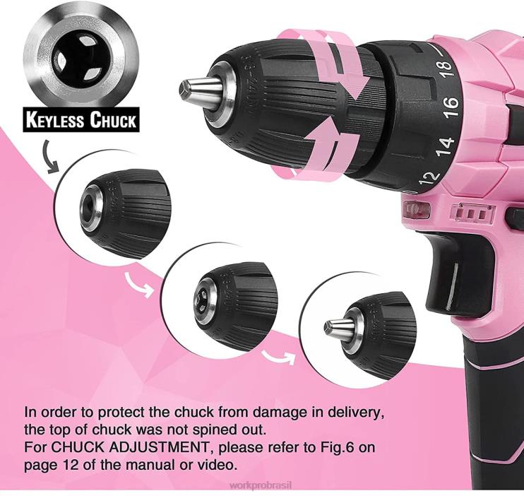 WORKPROConjunto de chave de fenda elétrica sem fio 12v kit de ferramentas de chave de fenda elétrica para mulheres XZXLF263 ferramenta
