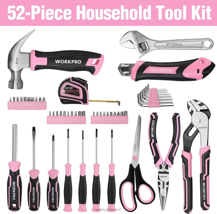 WORKPROConjunto de ferramentas 52 peças, conjunto de ferramentas femininas para casa com caixa de ferramentas de armazenamento, conjunto de ferramentas básico - fita XZXLF249 ferramenta