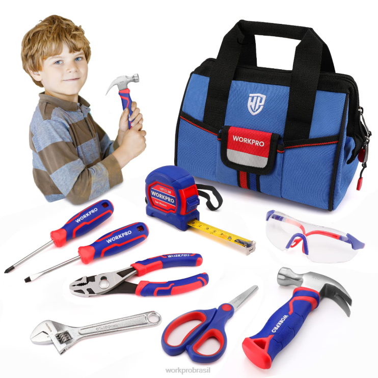 WORKPROConjunto de ferramentas júnior de 9 peças com bolsa de ferramentas XZXLF253 ferramenta