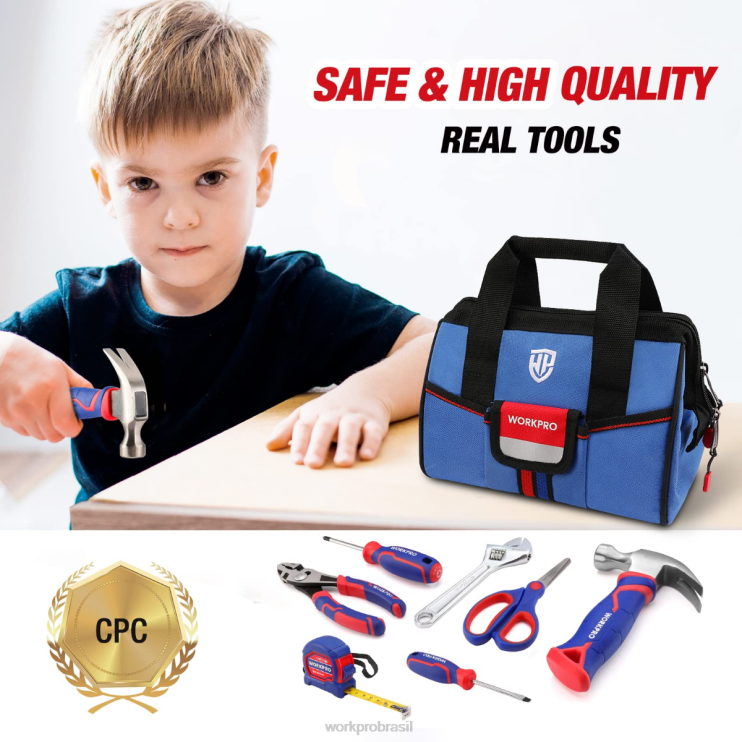WORKPROConjunto de ferramentas júnior de 9 peças com bolsa de ferramentas XZXLF253 ferramenta