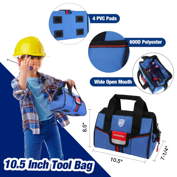 WORKPROConjunto de ferramentas júnior de 9 peças com bolsa de ferramentas XZXLF253 ferramenta