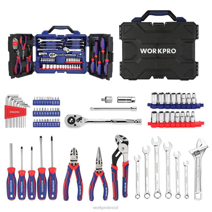 WORKPROConjunto de ferramentas mecânicas de 87 peças, kit de ferramentas manuais com caixa de ferramentas de armazenamento XZXLF305 ferramenta
