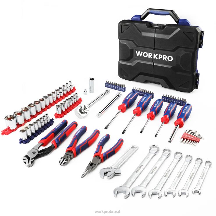 WORKPROConjunto de ferramentas mecânicas de 87 peças, kit de ferramentas manuais com caixa de ferramentas de armazenamento XZXLF305 ferramenta