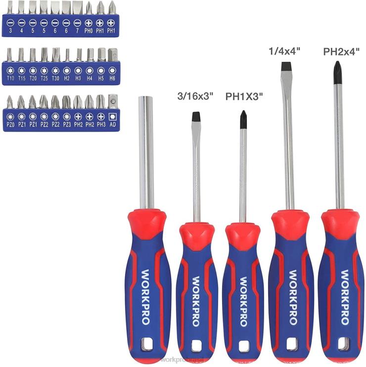 WORKPROConjunto de ferramentas mecânicas de 87 peças, kit de ferramentas manuais com caixa de ferramentas de armazenamento XZXLF305 ferramenta