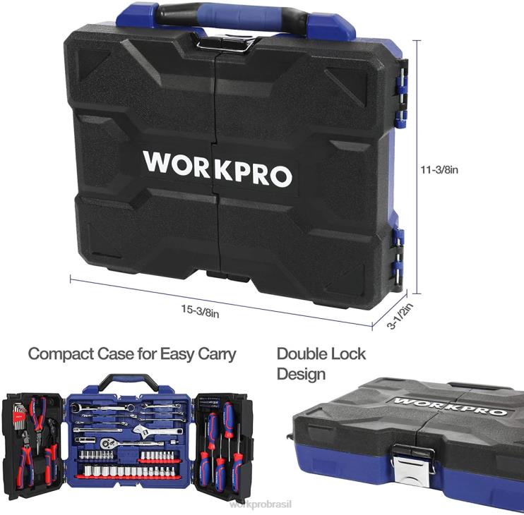 WORKPROConjunto de ferramentas mecânicas de 87 peças, kit de ferramentas manuais com caixa de ferramentas de armazenamento XZXLF305 ferramenta