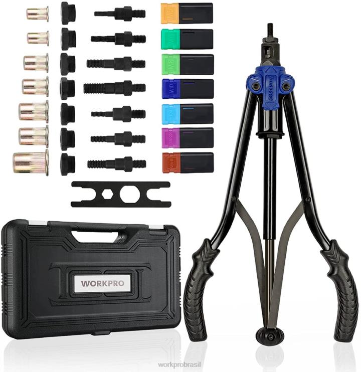 WORKPROFerramenta para porca de rebite 70 peças de porcas de rebite e maleta de transporte kit de ferramentas de nutert manual com rosca XZXLF309 ferramenta