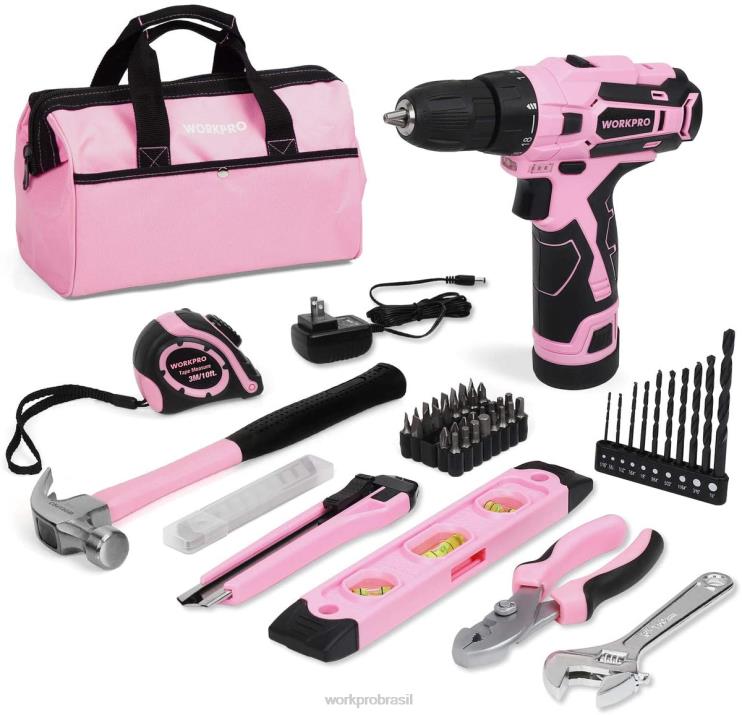 WORKPROFuradeira sem fio de 12 V e kit de ferramentas domésticas com bolsa de armazenamento de 14 polegadas XZXLF258 ferramenta