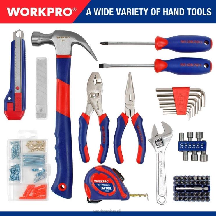 WORKPROFuradeira sem fio de 12 V e kit de ferramentas domésticas, kit combinado de 177 peças com bolsa de ferramentas XZXLF171 ferramenta