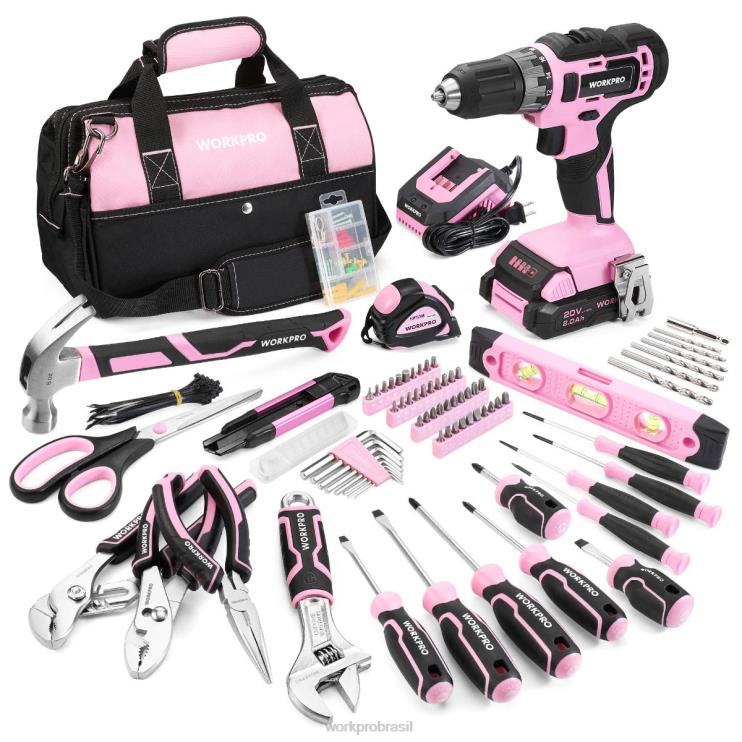 WORKPROKit combinado de furadeira sem fio de 157 peças com íon de lítio sem fio de 20 V XZXLF259 ferramenta