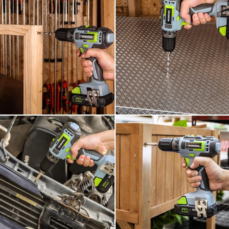 WORKPROKit combinado de furadeira sem fio de 157 peças com íon de lítio sem fio de 20 V XZXLF259 ferramenta