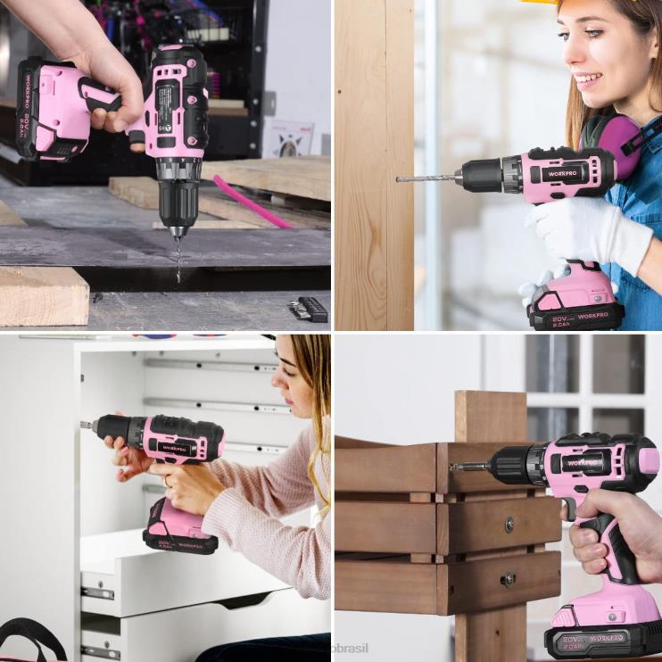 WORKPROKit combinado de furadeira sem fio de 157 peças com íon de lítio sem fio de 20 V XZXLF259 ferramenta