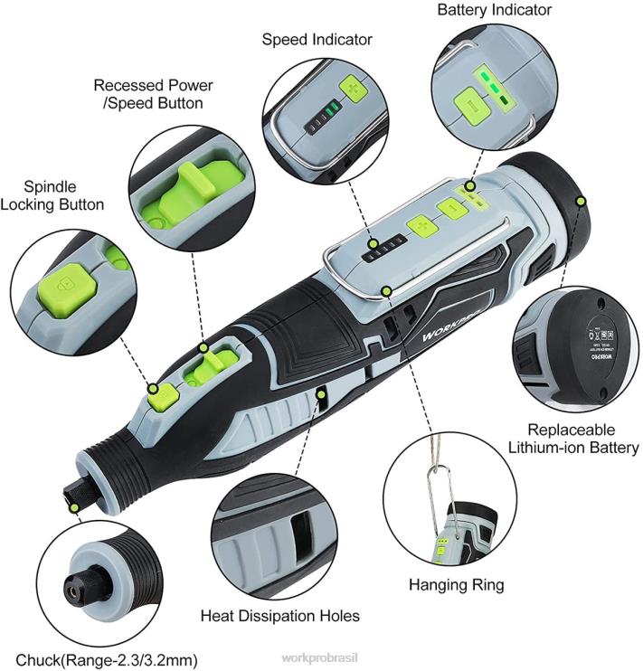 WORKPROKit de ferramentas rotativas sem fio 12v para artesanato e faça você mesmo XZXLF226 ferramenta
