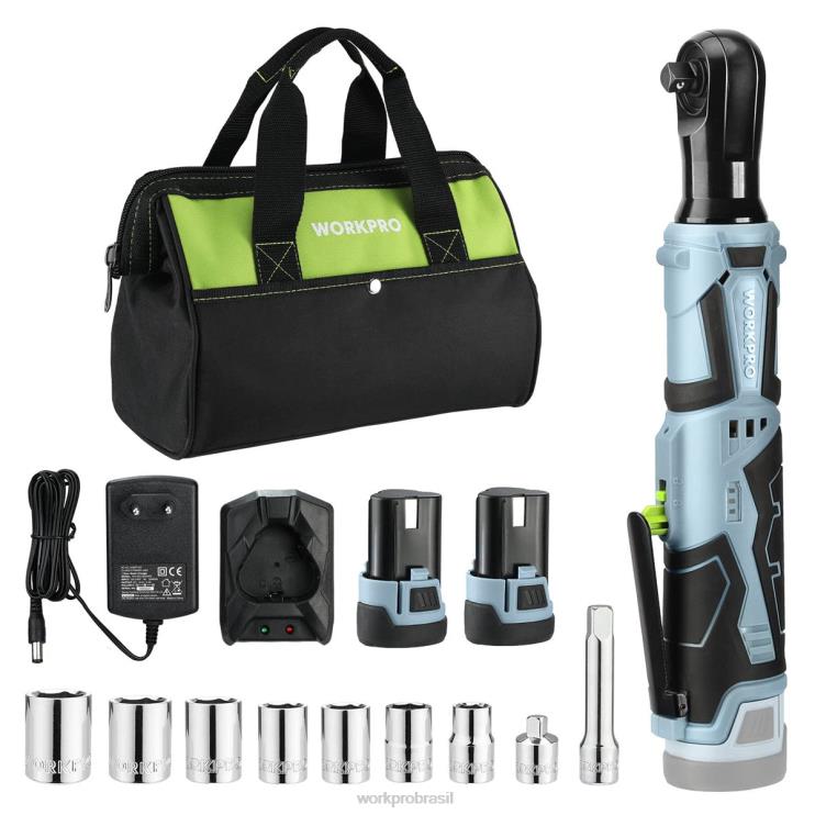 WORKPROchave de catraca elétrica sem fio, conjunto de 9 peças de chave de catraca elétrica de 12v 40 pés-lbs XZXLF227 ferramenta