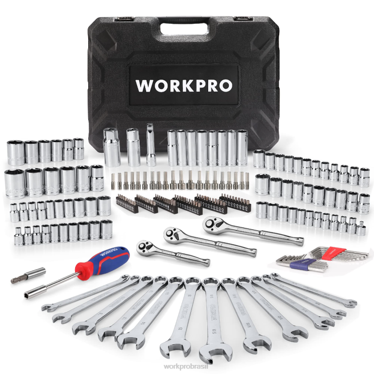 WORKPROconjunto de ferramentas mecânicas, conjunto de chave de soquete de 192 peças com estojo de armazenamento XZXLF311 ferramenta