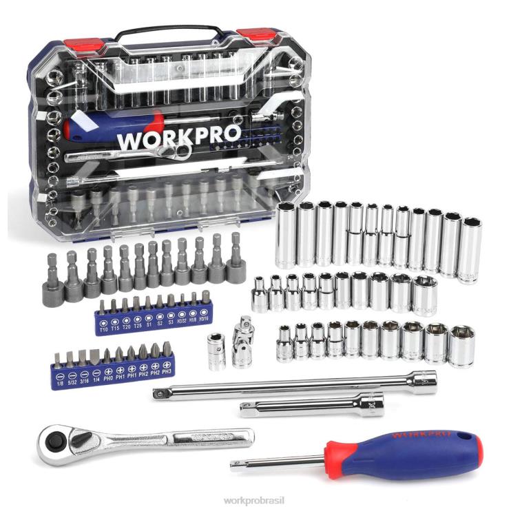 WORKPROconjunto de soquetes, conjunto de soquetes de 70 unidades com catraca de liberação rápida, métrico e sae XZXLF308 ferramenta