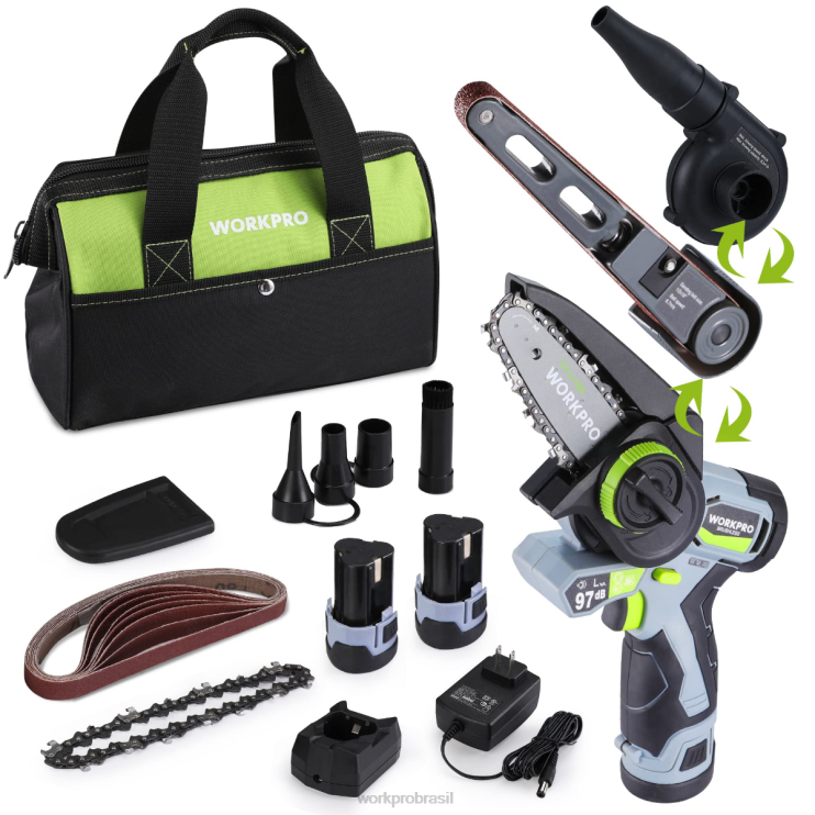 WORKPROlixadeira de cinta detalhada sem fio, mini motosserra, soprador elétrico, kit combinado de ferramentas elétricas 3 em 1 XZXLF296 ferramenta