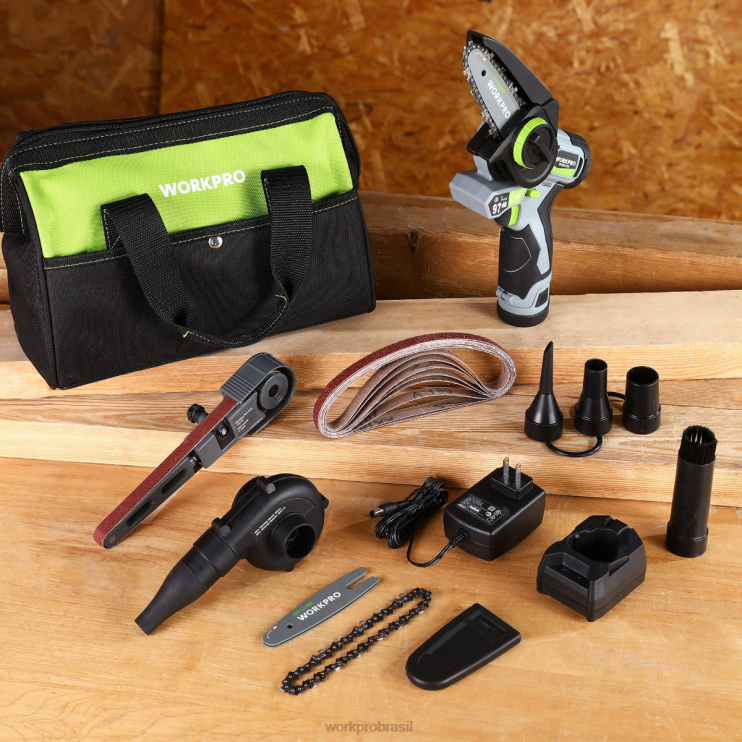 WORKPROlixadeira de cinta detalhada sem fio, mini motosserra, soprador elétrico, kit combinado de ferramentas elétricas 3 em 1 XZXLF296 ferramenta